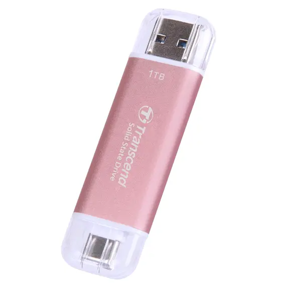 გარე მყარი დისკი Transcend 1TB, External SSD, ESD310S, USB 10Gbps, Type C/A, Pink