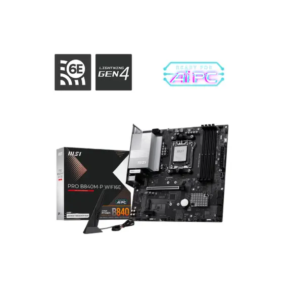 დედა დაფა MSI Motherboard PRO B840M-P WIFI6E sAM5 B840 4xDDR5 M.2 HDMI WiFi BT mATX