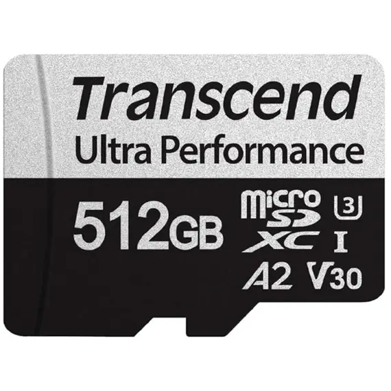 მეხსიერების ბარათი Transcend 512GB microSD w/ adapter UHS-I U3 A2 Ultra Performance