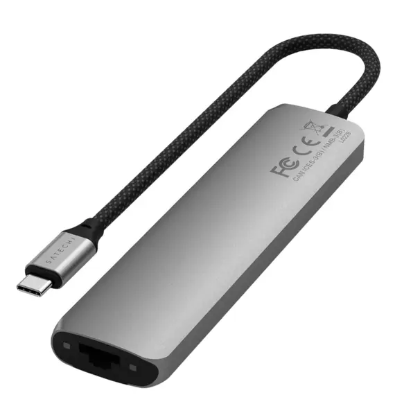 USB ჰაბი SATECHI 7-in-1 USB-C Slim Multiport Adapter with Ethernet (Space Grey)