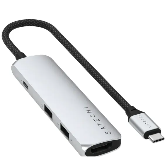 USB ჰაბი SATECHI 4-in-1 USB-C Slim Multiport Adapter 4K (Silver)