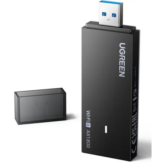 WIFI ადაპტერი UGREEN 65225 AX1800, 1201Mbps, USB Wifi6 Adapter, Black