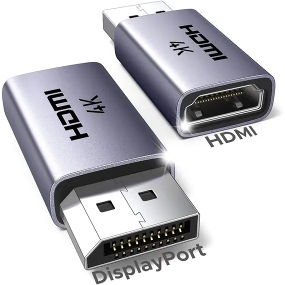 ადაპტერი UGREEN DP130 (55935), 2Pcs, 4K DisplayPort to HDMI Adapter, Grey