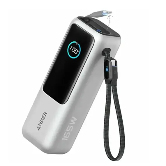 პორტატული დამტენი Anker Power Bank (25K, 165W, Built-In USB-C and Retractable Cable) - Silver