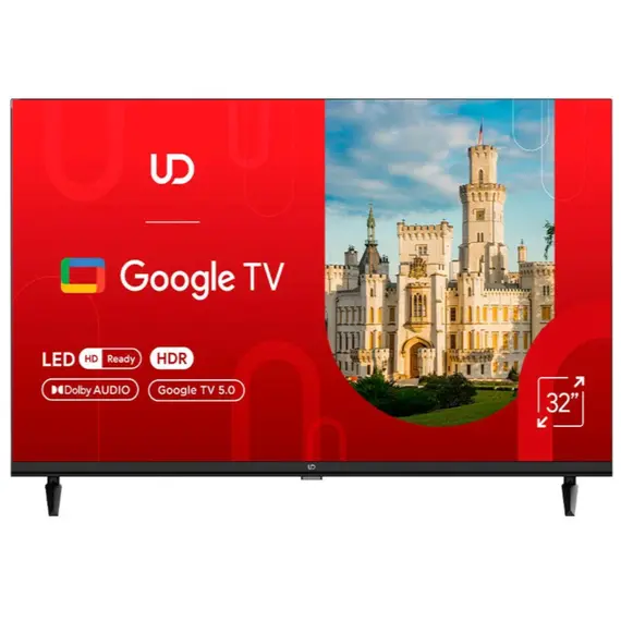 ტელევიზორი UDTV UD 32GHC5210  Google TV 16:9 1366x768  178*/178* 250cd/m2 BT5.0 DVB-T/T2/C/S/S2, Cl+ HDMIx2 USB2.0 2x8W VESA 200x200