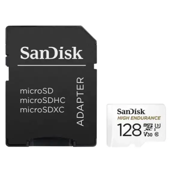 მეხსიერების ბარათი 128GB SanDisk® High Endurance microSDHC Card with Adapter - for Dashcams & home monitoring(SDSQQNR-128G-GN6IA)