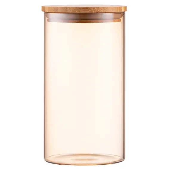 ქილის კონტეინერი Ardesto Jar Golden Moon, 760ml, glass, bamboo, round, golden