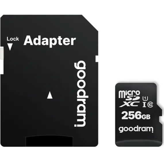 მეხსიერების ბარათი GOODRAM 256GB MICRO CARD cl 10 UHS I + adapter