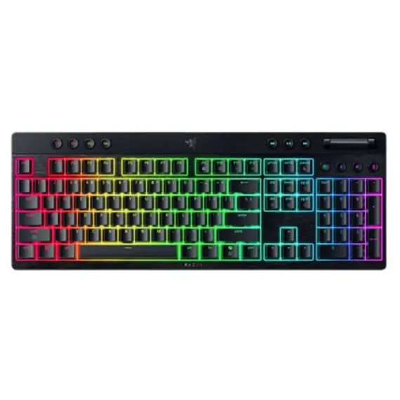 კლავიატურა Razer Keyboard mechanical BlackWidow V4 Low-profile HyperSpeed, 104key, Green Switch, USB-A/WL/BT, EN, RGB, black