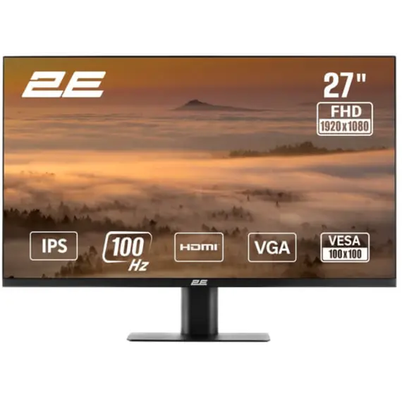 მონიტორი 2E 27" F2725B D-Sub, HDMI, IPS, 100Hz