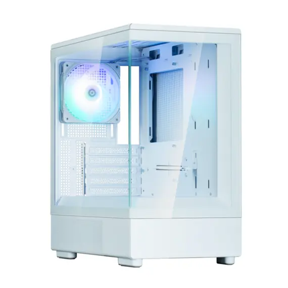 კომპიუტერის ქეისი Zalman PC case P10 without PSU, 1xUSB3.0, 1xUSBType-C, 1x120mm ARGB, VGA 384mm, LCS ready, TG Side Panel, mATX, white