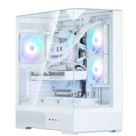 კომპიუტერის ქეისი Zalman PC case P40 Prism without PSU, 2xUSB3.0, 1xUSBType-C, 1x120mm ARGB, VGA 420мм, LCS ready, TG 3x Panels, ATX, white