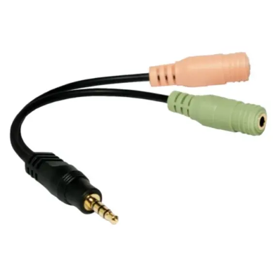 ადაპტერი Logilink CA0021 Audio adapter 3.5 mm 4-pin/M to 2x 3.5 mm 3-pin/F 0.15 m