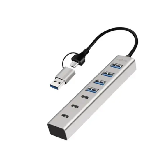 USB ჰაბი Logilink UA0442 4xUSB-A/3xUSB-C Hub 5Gbps Silver