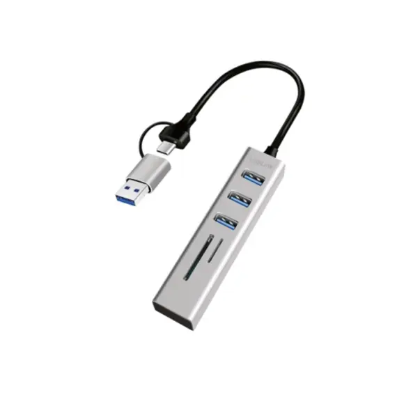 USB ჰაბი Logilink UA0445 USB 3.0 Hub 3xUSB-A SD/microSD Slot 5Gbps Silver