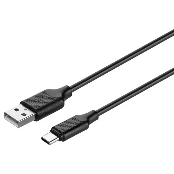კაბელი KITs USB 2.0 to USB Type-C cable, 2A, black, 1m