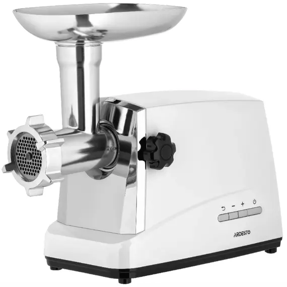 ხორცსაკეპი მანქანა ARDESTO Meat grinder , 1750W, 2kg/min, 3 cutting plates, sausages nozzle, 4 veg.slicer,  plastik, white-silver