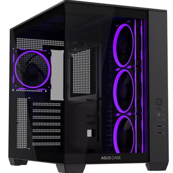 კომპიუტერის ქეისი ASUS A32 PLUS Case, без БЖ, 1xUSB3.2, 1xUSB Type-C, Tempered Glass side, ARGB, ATX,, Black 90DC00S0-B19000