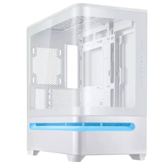 კომპიუტერის ქეისი ASUS Prime AP202 Tempered Glas, without PSU, 2xUSB3.2, 1xUSB Type-C, Tempered Glass side, mATX, WHITE 90DC00P3-B19000