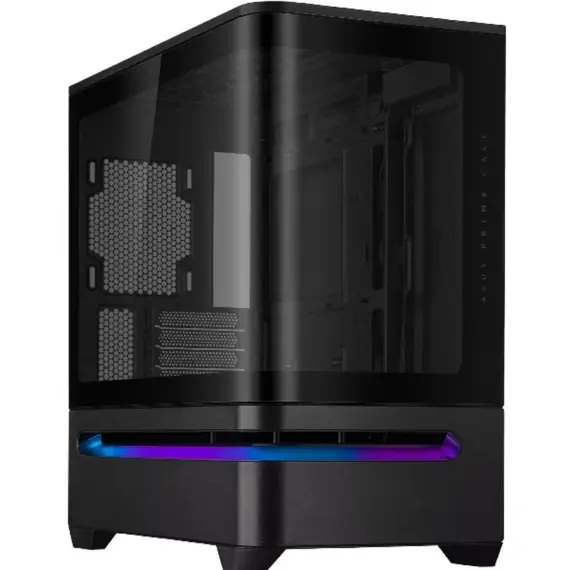 კომპიუტერის ქეისი ASUS Prime AP202 Tempered Glas, without PSU, 2xUSB3.2, 1xUSB Type-C, Tempered Glass side, mATX, Black 90DC00P0-B19000