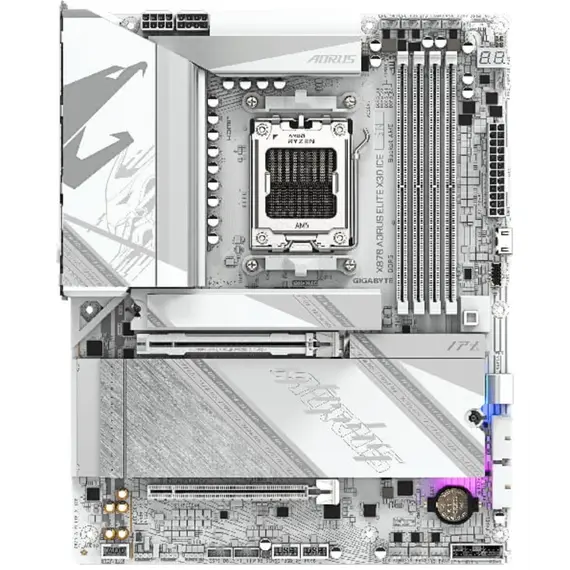 დედა დაფა GIGABYTE Motherboard X870 A ELITE X3D ICE sAM5 X870 4xDDR5 M.2 Wi-Fi BT HDMI DP ATX