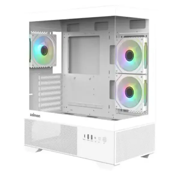 კომპიუტერის ქეისი Zalman PC case Chronix V2 without PSU, 1xUSB3.0, 1xUSB2.0, 1x Type C, 2x120mm ARGB Reverse,  4x120mm ARGB, VGA 410mm, LCS ready, TG Side/Front Panel, ATX, white