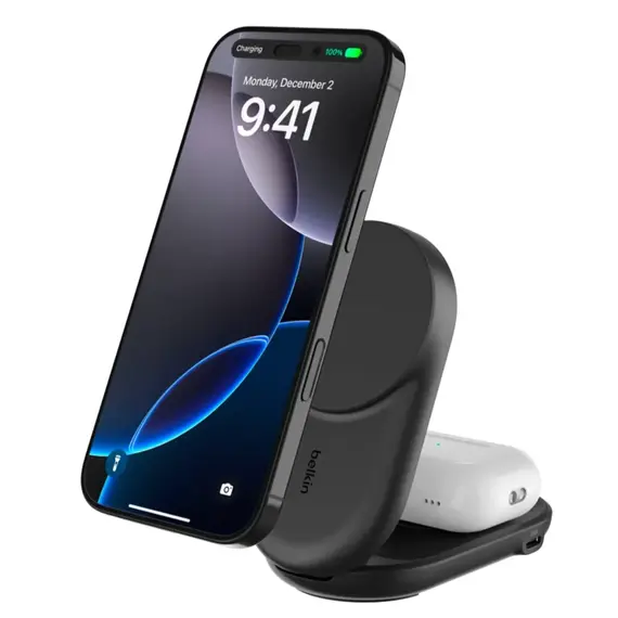უსადენო დამტენი BELKIN 25w Qi2 2-IN-1 Foldable Charger, Black