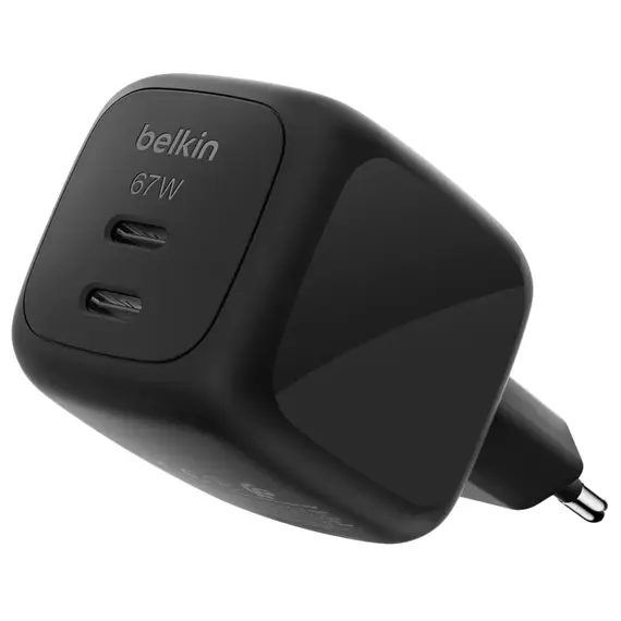ადაპტერი BELKIN 67w Dual USB-C PD wall Charger with PPS, Black