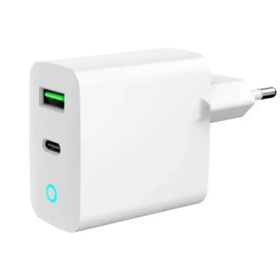 დამტენი Gembird TA-UC-PDQC20L-W-01 2-port 20W USB Fast Charger LED White