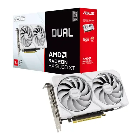 ვიდეო დაფა ASUS DUAL-RX9060XT-16G-WHITE//RX9060XT,HDMI,DP*2,16G,D6