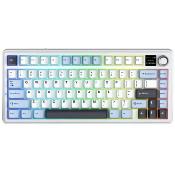 კლავიატურა AULA F75MAX Gasket Wireless Mechanical Keyboard Glacier Blue/White/Purple (Reaper Switch)