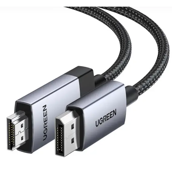 ვიდეო კაბელი UGREEN DP119 (15773), 4K, DisplayPort to HDMI, 1m, Grey/Black
