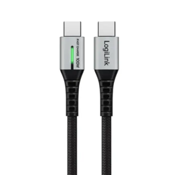 კაბელი Logilink CU0434 4K/60Hz USB Type-C Gen2x2 100W 20Gbps LED Metal Black 2m