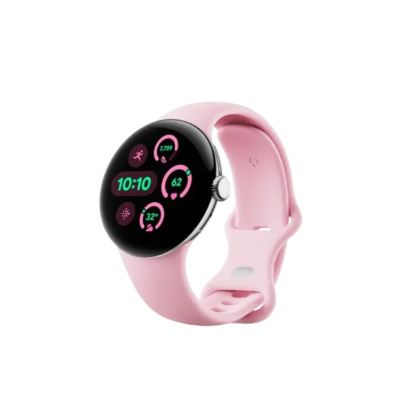 სმარტ საათი Google Pixel Watch 3 41mm Wi-Fi Polished Silver Aluminum Case with Rose Quartz Active Band