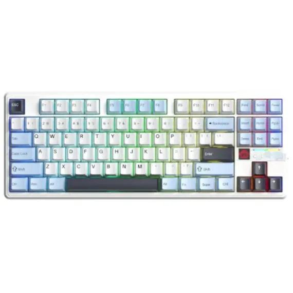 კლავიატურა AULA F87 PRO V2 Tri-Mode RGB Mechanical Keyboard Whire Light Blue/White/Dark Purple (Star Vector Switch)