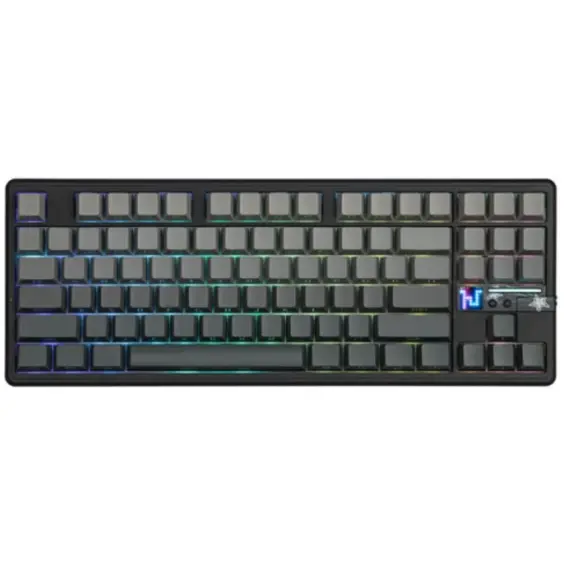 კლავიატურა AULA F87 PRO V2 Tri-Mode RGB Mechanical Keyboard Black/Gradient Grey (Gray Wood Switch V4)
