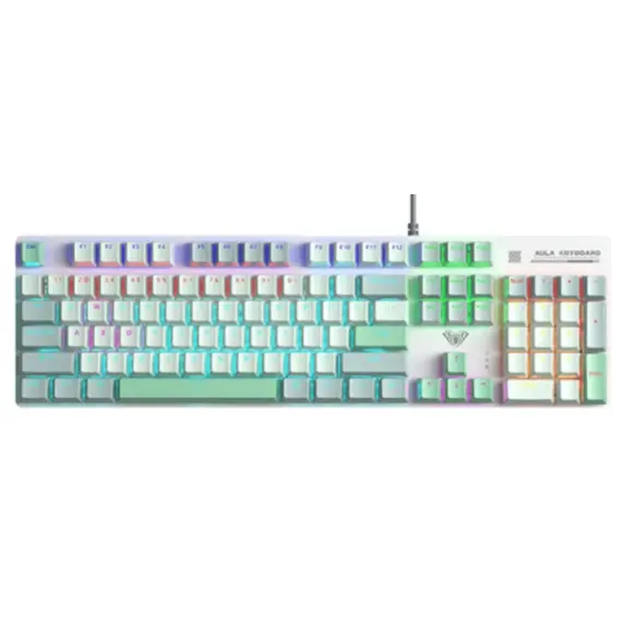 კლავიატურა AULA S500 Zoned RGB Wired Mechanical Gaming Keyboard Dark Green/Light Green/White (Blue switch)