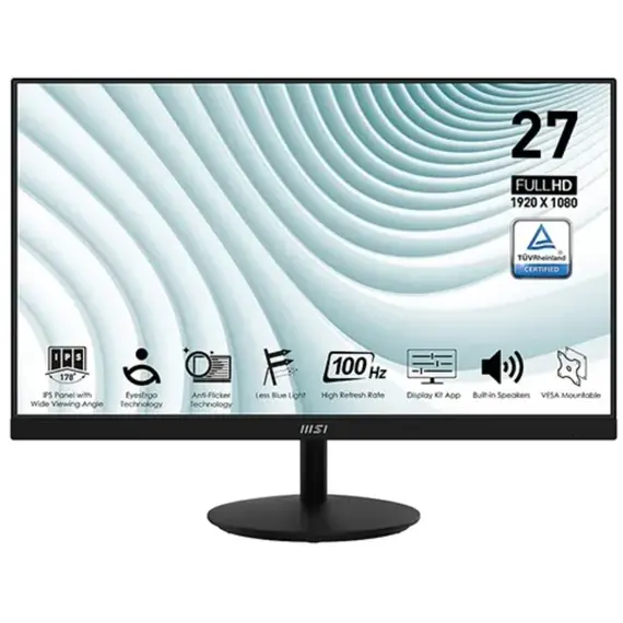 მონიტორი MSI - PRO MP271A 27" (69 cm) Flat / IPS / 1920x1080 /100Hz/  300 cd/m2/  1ms (MPRT)/  178°/178° Anti-glare