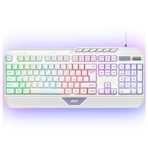 კლავიატურა 2E GAMING Membrane keyboard KG315 110key, USB-A, EN/UA, RGB, white