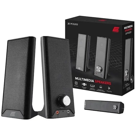 დინამიკი 2E Personal Computer Speaker PCS203, 2.0, USB, Metal Black