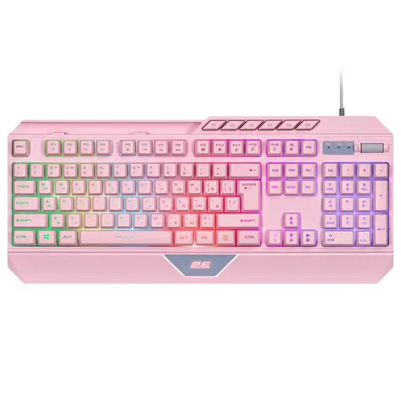 კლავიატურა 2E GAMING Membrane keyboard KG315 110key, USB-A, EN/UA, RGB, pink