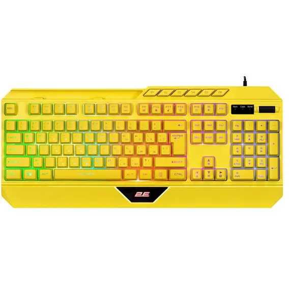 კლავიატურა 2E 2E-KG315UYW, Wired, RGB, USB, Gaming Keyboard, Yellow