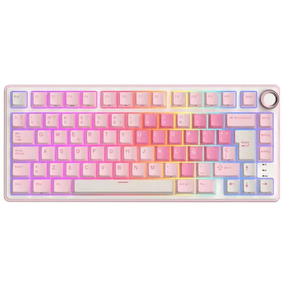 Royal Kludge RKR75-PM-XH RGB Mechanical Keyboard, Cream Switch, Hot Swappable, Wired, USB, Pink Melody