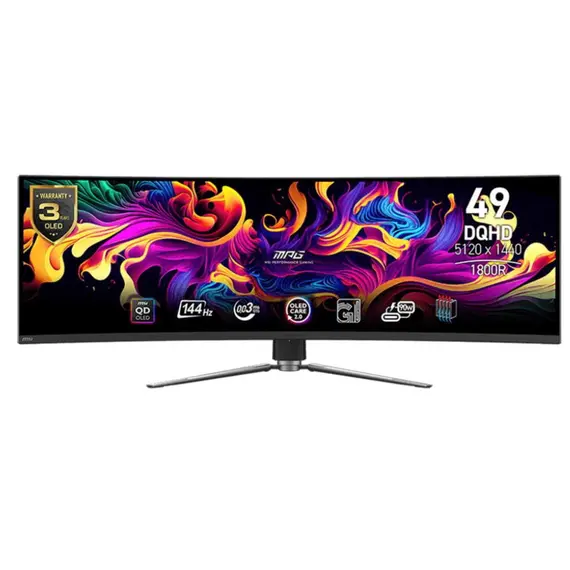 Monitor MSI Monitor 49" MPG 491CQP 2xHDMI, DP, USB-C, 2xUSB, QD-OLED, 5120x1440, 32:9, 144Hz, 0.03ms, sRGB 146%, CURVED