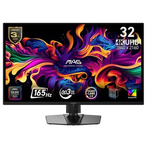MSI Monitor 31.5" MAG 322UP-E16 2xHDMI, DP, USB-C, Audio, QD-OLED, 3840x2160, 165Hz, 0.03ms, sRGB 138%, FreeSync, Pivot, HDR400