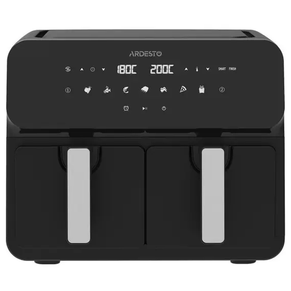 აეროგრილი ARDESTO Air fryer 1700W, bowl-2*4.5L, touch control, 7 auto programs, plastic, black
