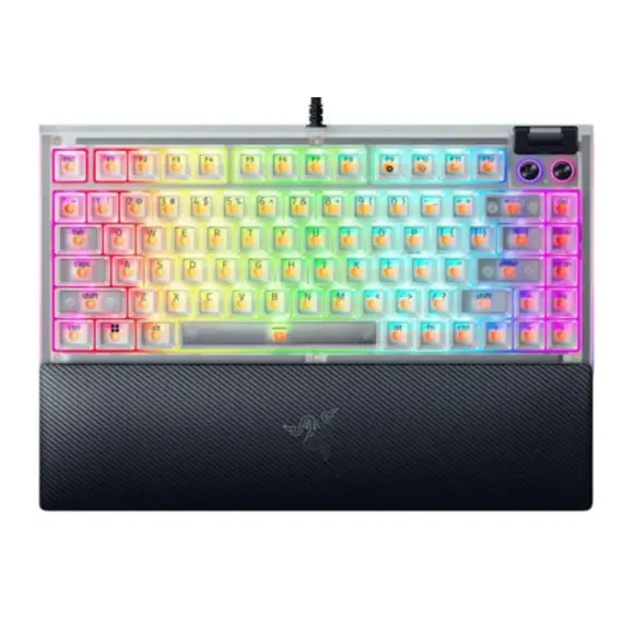 Razer Keyboard BlackWidow V4 75% RGB 83key Mechanical Tactile Switch GEN-3, USB-A, EN, Phantom White Ed.