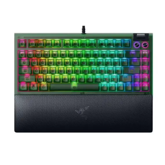 Razer Keyboard BlackWidow V4 75%, 83key, Mechanical Tactile Switch GEN-3, USB-A, EN, RGB, Phantom Green Ed.