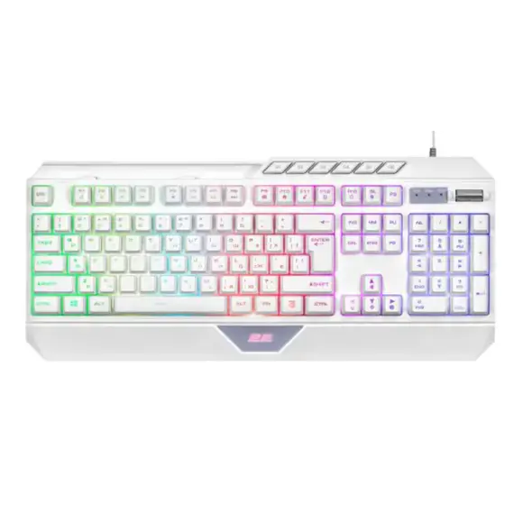 Keyboard 2E GAMING Membrane keyboard KG315 110key, USB-A, EN/RU, RGB, white