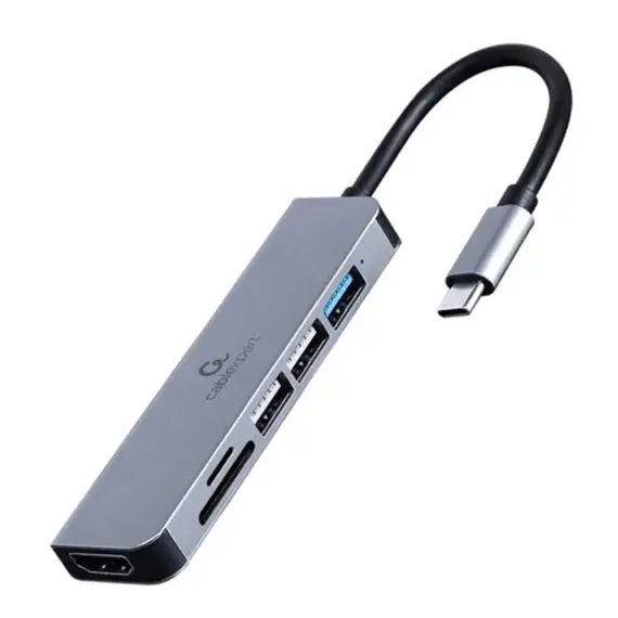 Adapter Gembird A-CM-COMBO6-02 USB Type-C 6-in-1 multi-port Adapter (Hub+HDMI+card reader)